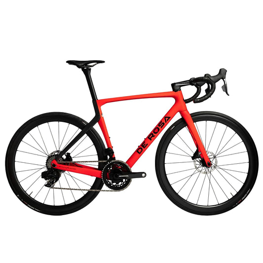 Bright red De Rosa 70 complete bike with aerodynamic frame