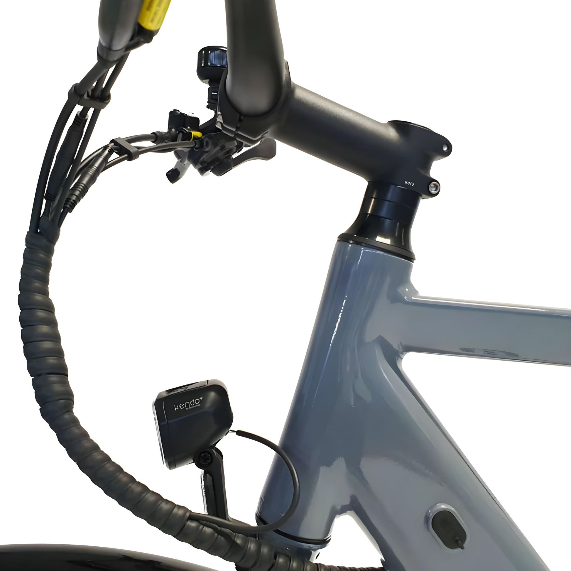 Control panel and grips of Geobike E-Urban e-bike handlebar
