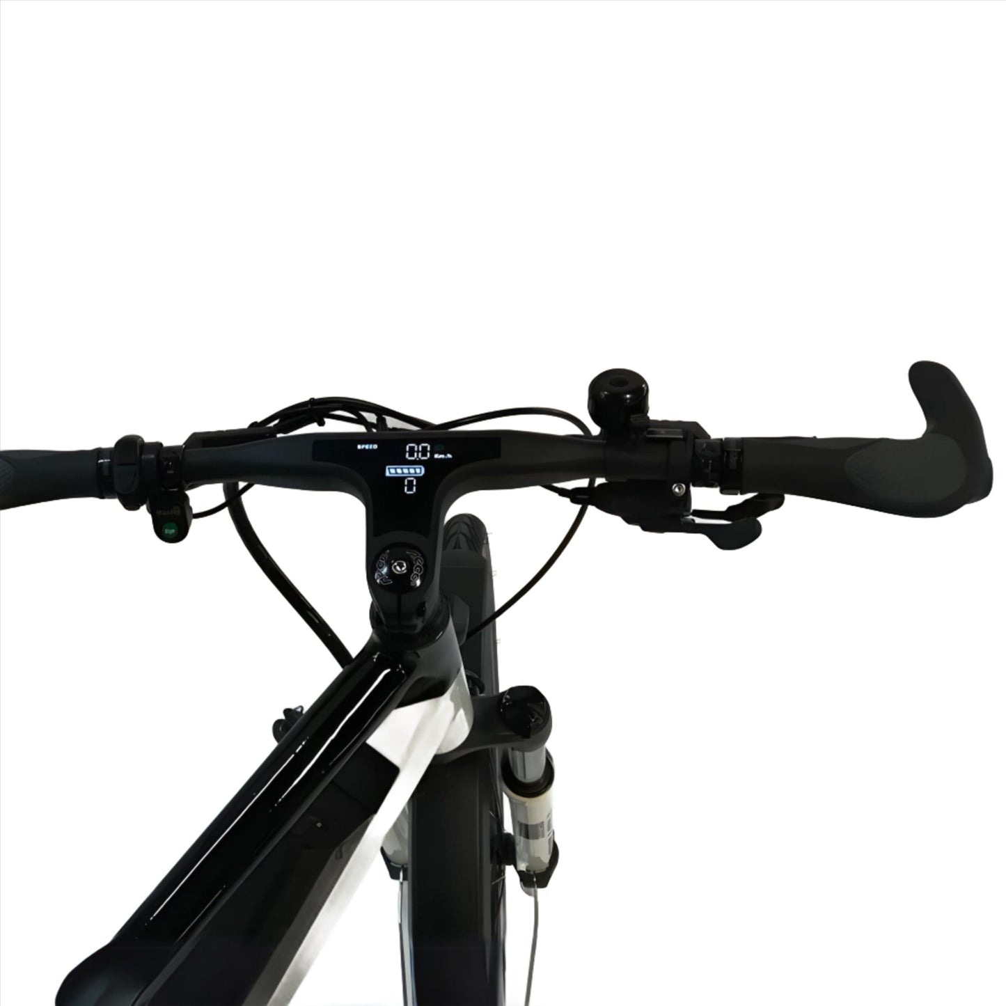 Close-up of Geobike S-Road E-Bike handlebars