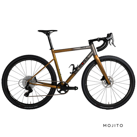 De Rosa Hera Mojito bike in golden color with advanced features